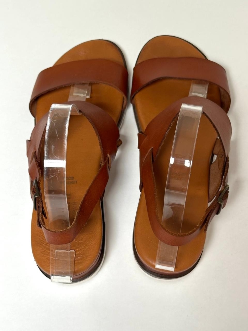 Bertuchi Spain Brown Leather Slingback Sandals Size 39 US 8/8.5 Wedge Platforms - Picture 6 of 16